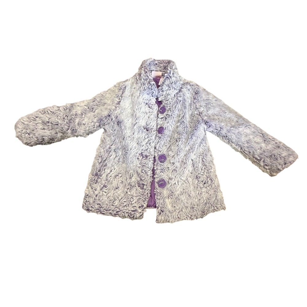 Nannette Faux Furβ Coat Shrug Bolero Purple Button Up Girl's Size 5